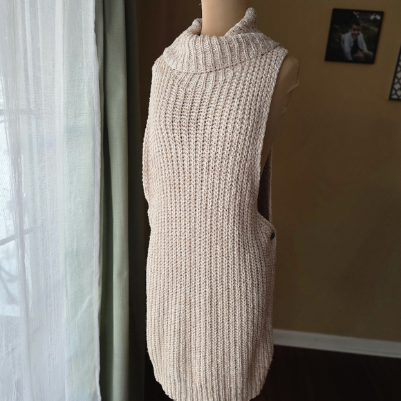 Free People Cream Open Side Button Detail Sweater Dress/Jumper, Size M - Picture 2 of 8